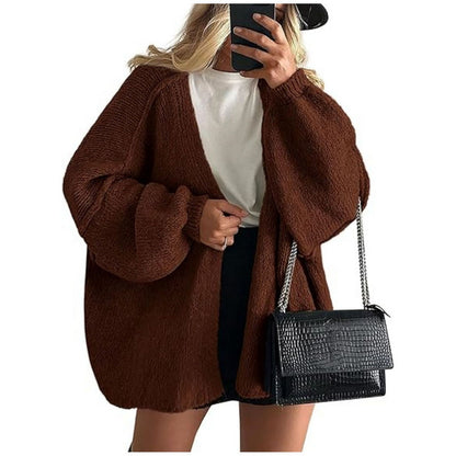 Women's Oversized Chunky Knit Open Front Cardigan Sweater
