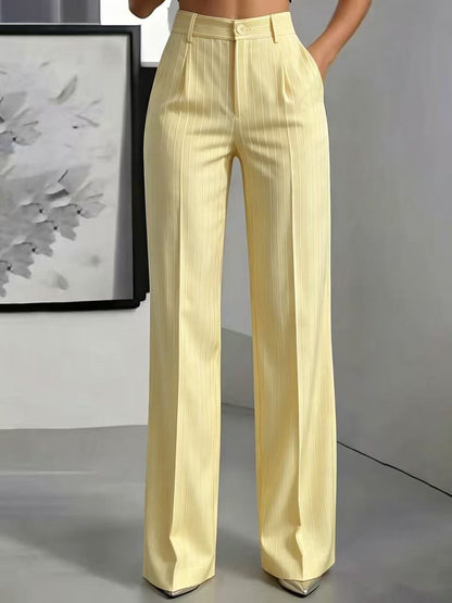 Women's High Waisted Striped Wide Leg Dress Pants