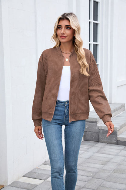 Women's Casual Zip Up Sweatshirt Jacket Long Sleeve Quilted