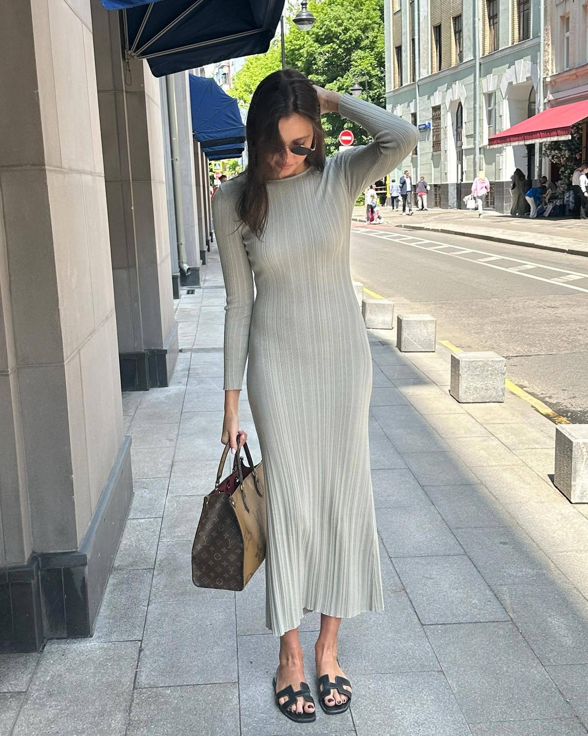 Women's Ribbed Knit Long Sleeve Bodycon Maxi Dress