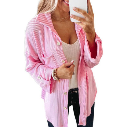 Women's Oversized Waffle Knit Button Down Shacket