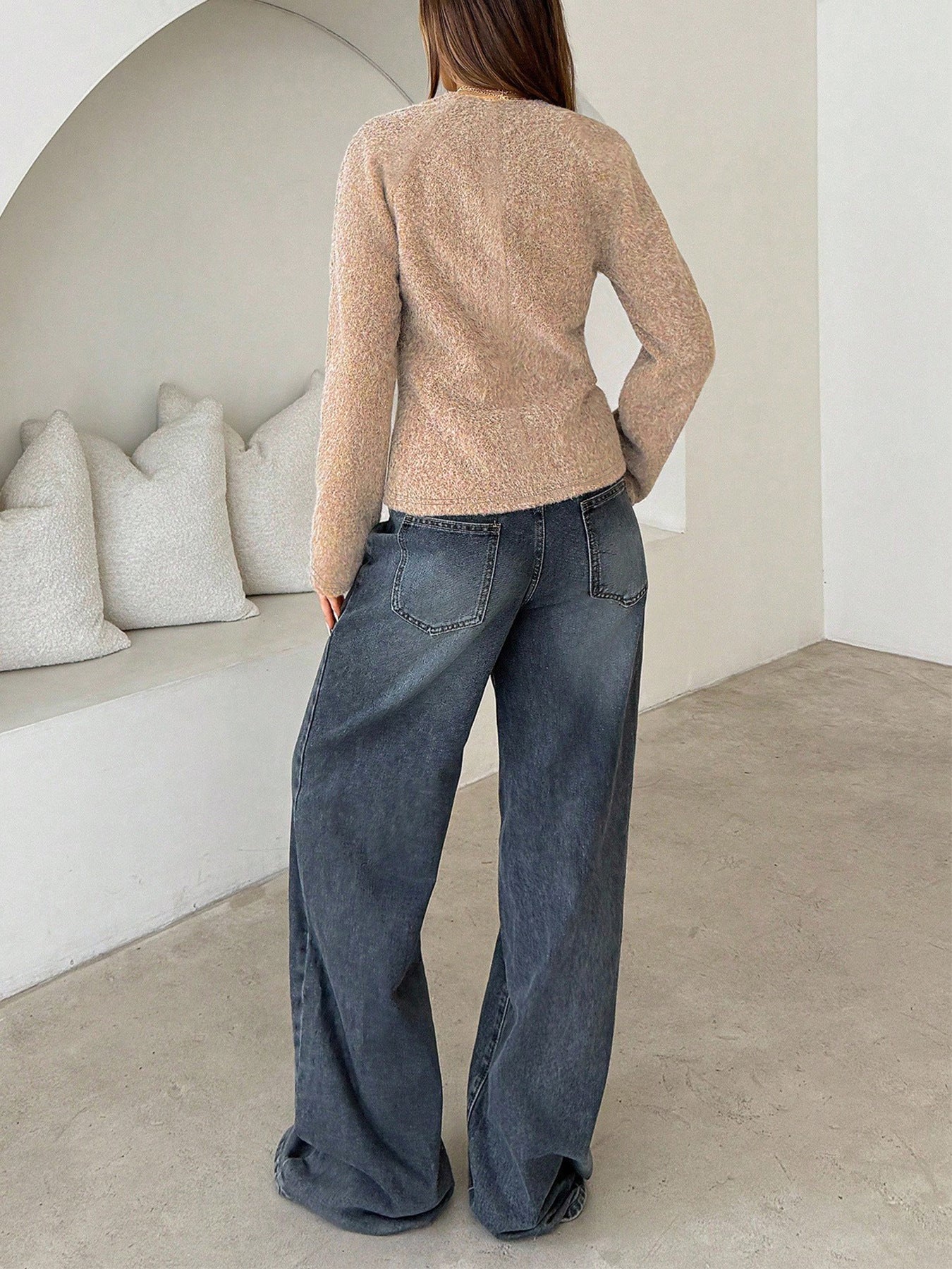 Womens V Neck Buckle Front Cropped Fuzzy Jacket
