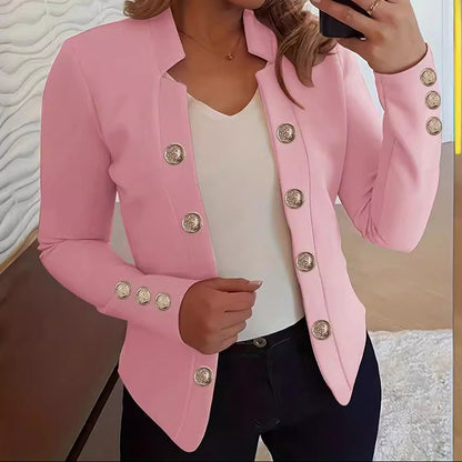 Women's Blazer Button Cuff Long Sleeve Jacket