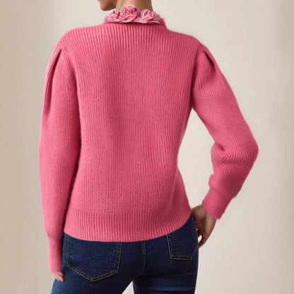 Coquette Floral V-Neck Button Knit Cardigan