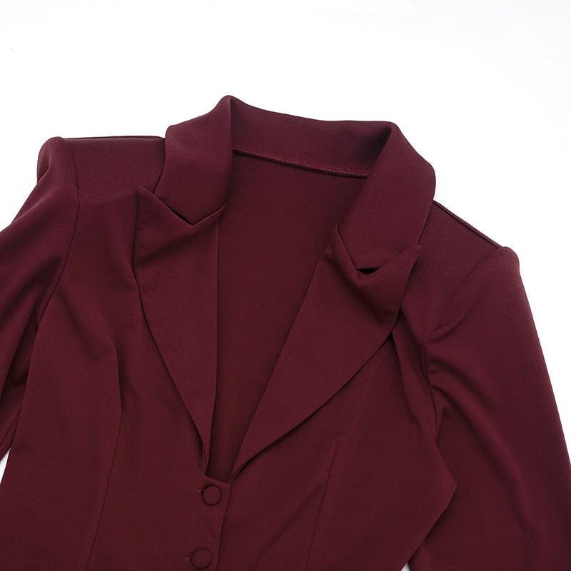 Sexy Deep V Blazer Dress Long Sleeve Bodycon Mini Dress
