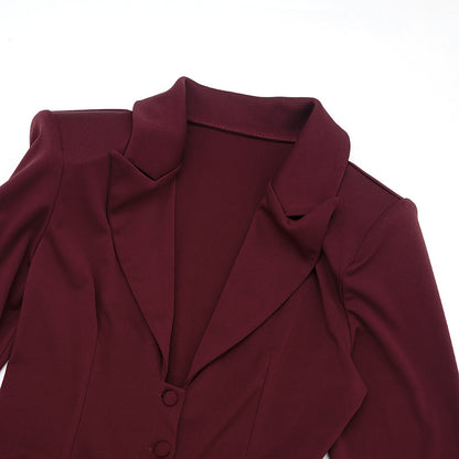Sexy Deep V Blazer Dress Long Sleeve Bodycon Mini Dress