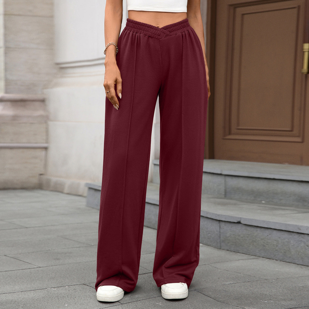 Women's Elastic Waist Wide Leg Pants Casual Loose Fit