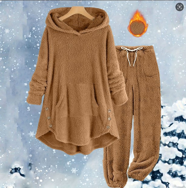 Women's Sherpa Fleece Hoodie Jogger Lounge Set
