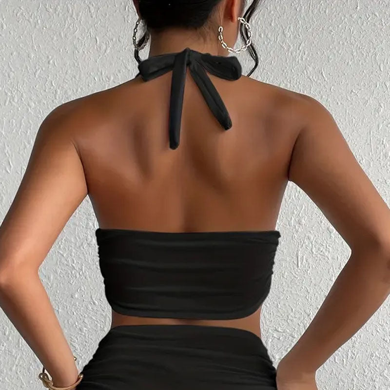 Halter Neck Bandeau Crop Top Summer Casual Essentials