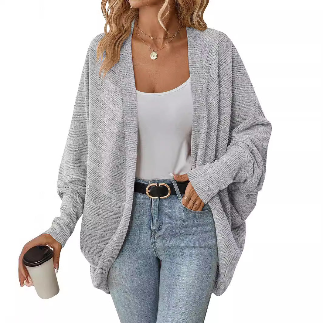 Bat Sleeve Cardigan Knitted Jacket Loose Fit