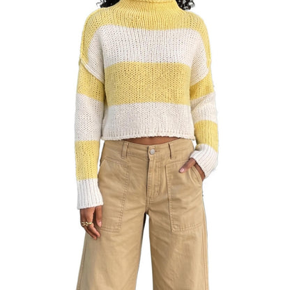 Women's Striped Oversized Chunky Crew Neck Sweater