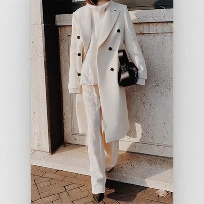 Women's Oversized Double Breasted Long Wool Blend Coat