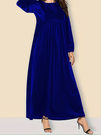 Velvet Maxi Dress Long Sleeve Flowy Casual Elegant