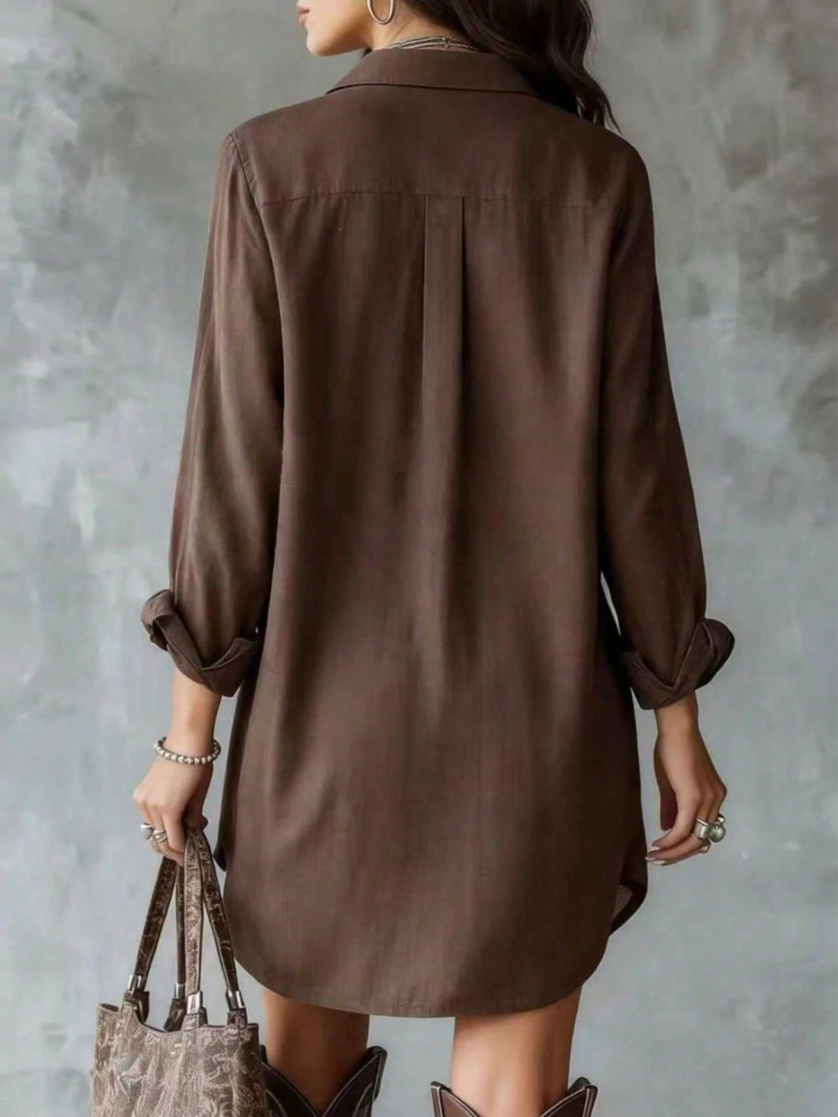 Oversized Long Sleeve Button Down Shirt Dress Mini