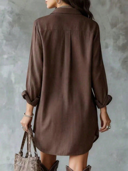 Oversized Long Sleeve Button Down Shirt Dress Mini