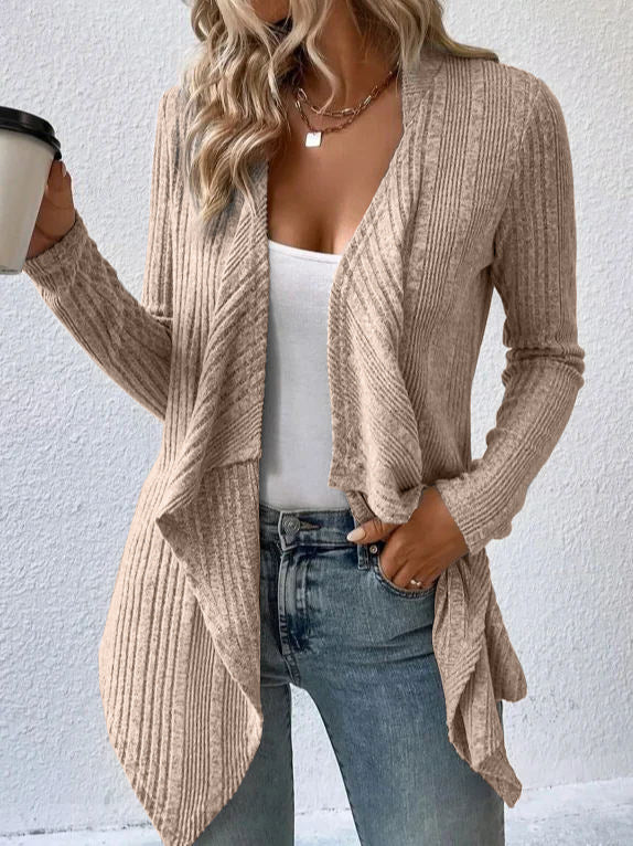 Women's Ribbed Open Front Cardigan Long Sleeve Knit Sweater