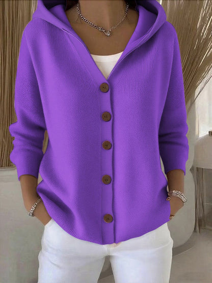 Women's Hooded Button Down Knit Cardigan Sweater