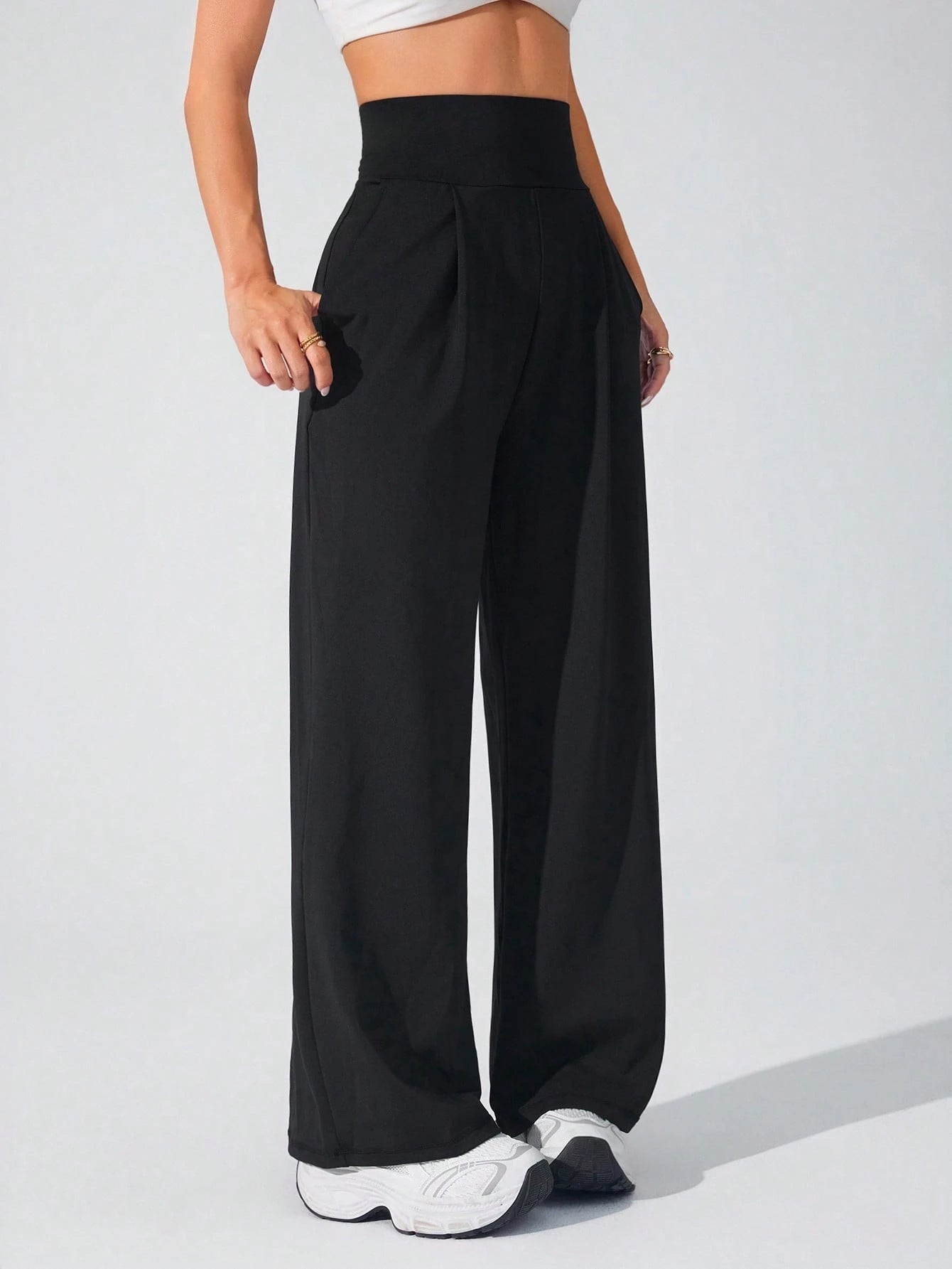 High Waisted Tummy Control Straight Leg Pants with Pockets