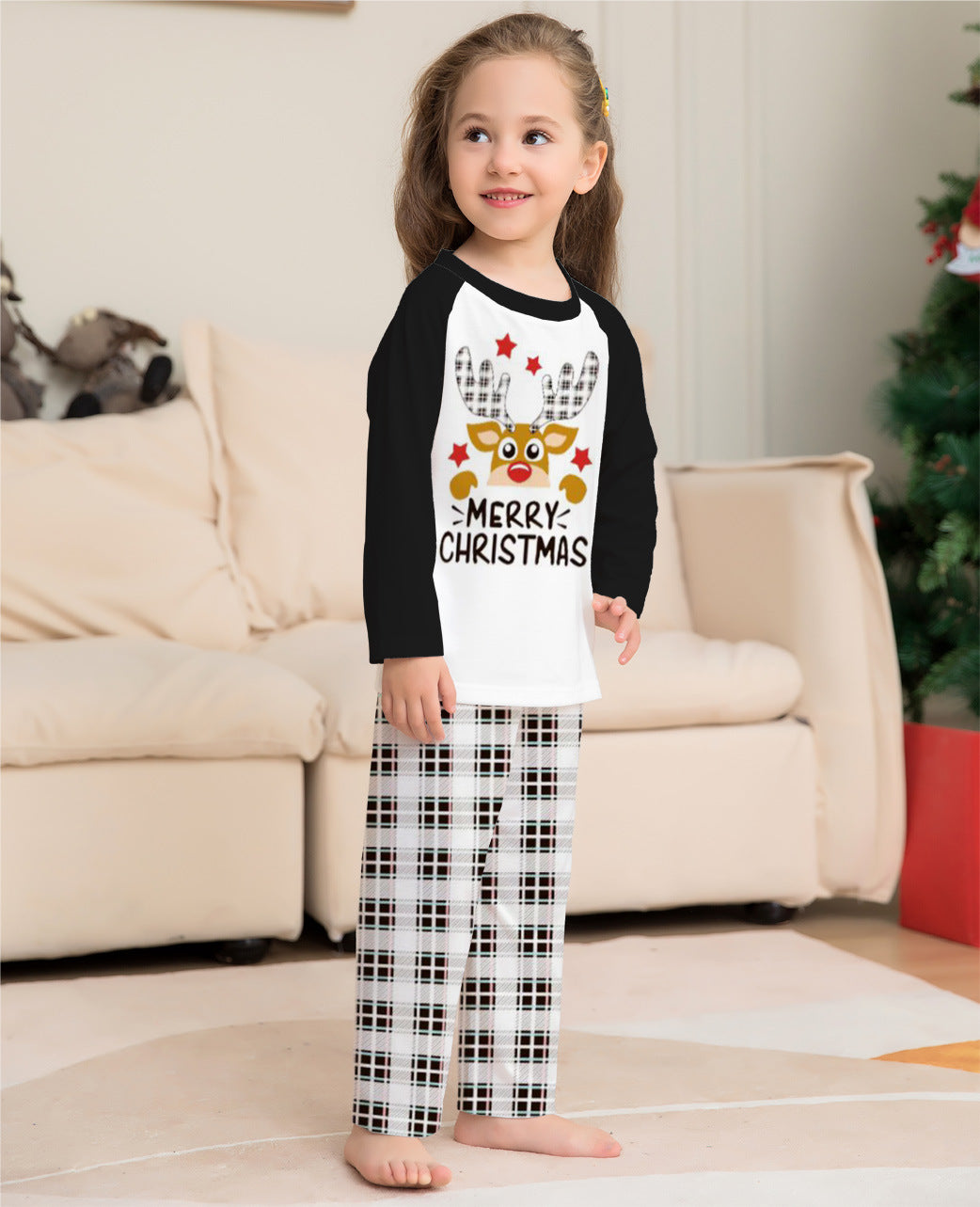 Deer Letter Plaid Parent-child Outfit Printed Loungewear Christmas Pajamas