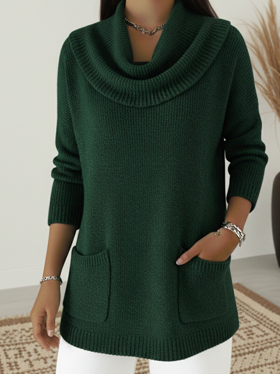 Pocket Detail Knit Sweater Relaxed Fit Long Sleeve