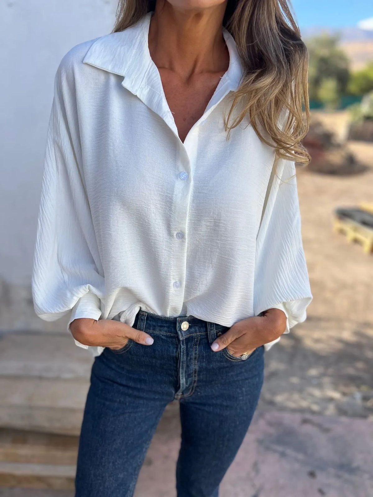 Women's Oversized Button Down Shirt Long Sleeve Collared