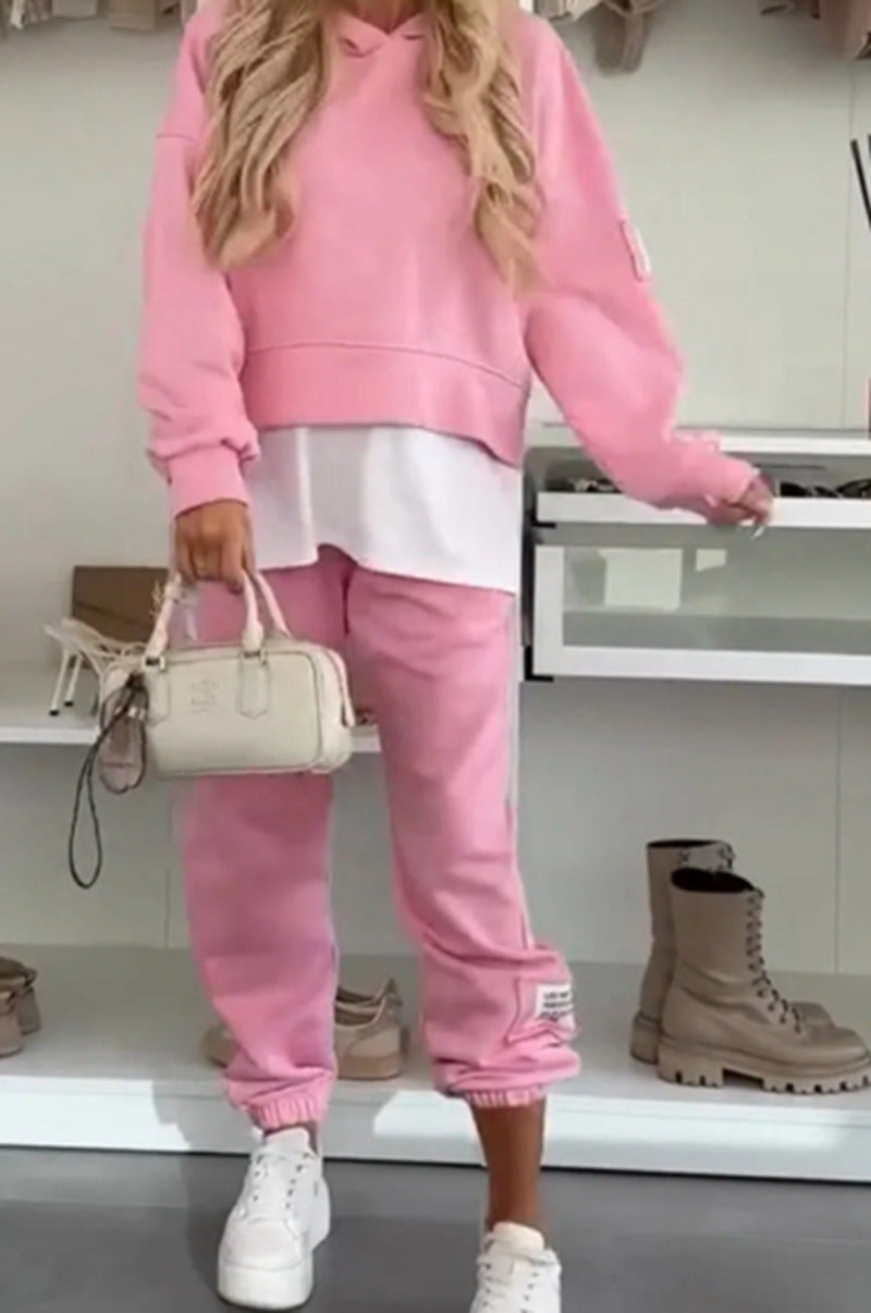 Women's Color Block Hoodie Jogger Lounge Set