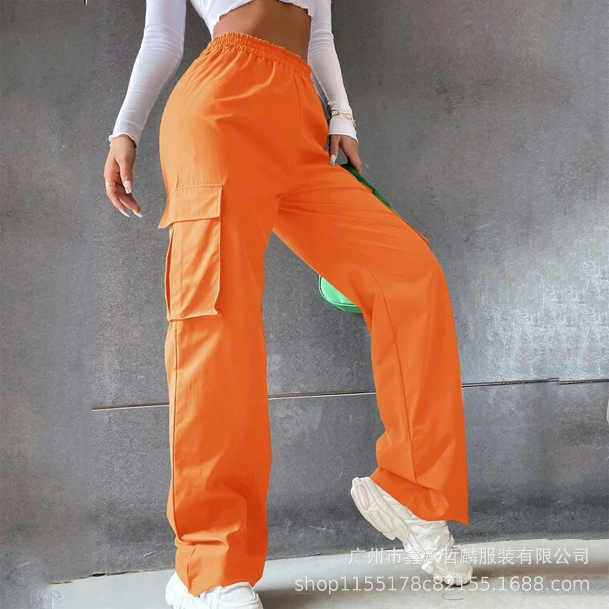 Women's High Waist Wide Leg Cargo Pants Loose Fit Trousers