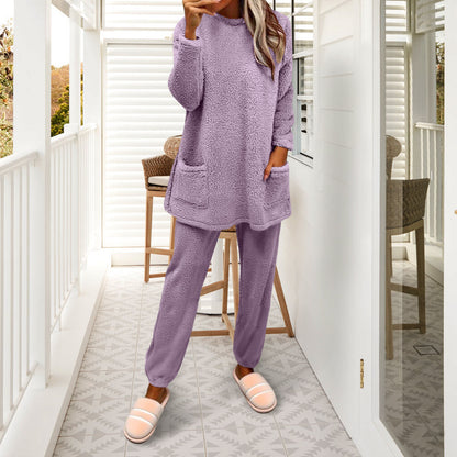 Women's Sherpa Fleece 2 Piece Lounge Pajama Set