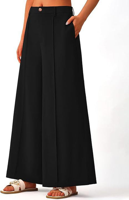Women's High-Waisted Wide-Leg Palazzo Pants – Elegant Business Trousers