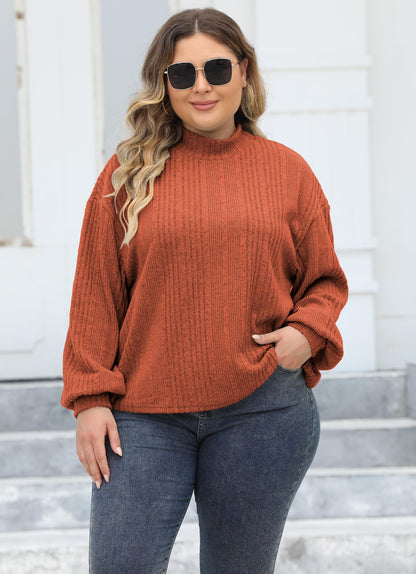 Women's Semi-turtleneck Top Flocked Ribbed Bottoming Shirt