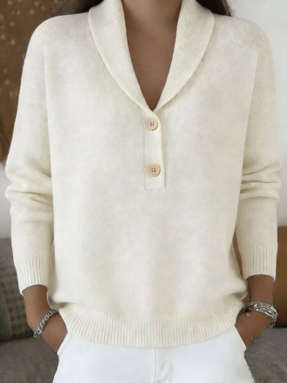 Women's Polo Collar Button Knit Sweater Pullover