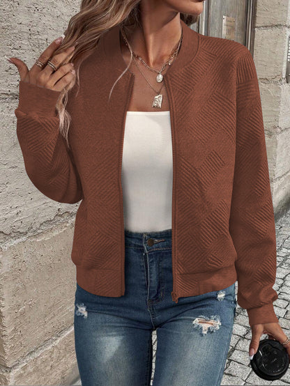 Women's Casual Quilted Zip Up Bomber Jacket