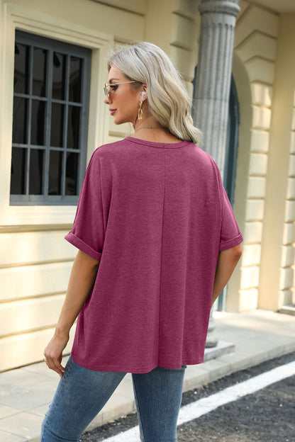 Loose Fit Crew Neck Short Sleeve Casual Basic Tee