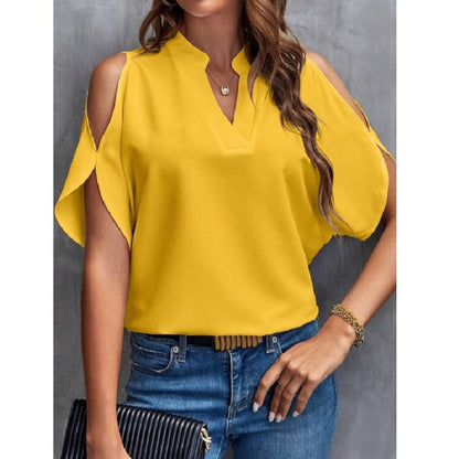 Loose Fit Summer Chiffon Top with Split Sleeves