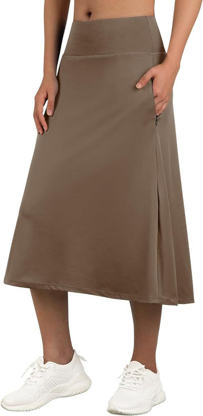 Women's High-Waisted A-Line Skirt with Pockets – Casual Sports Skirt