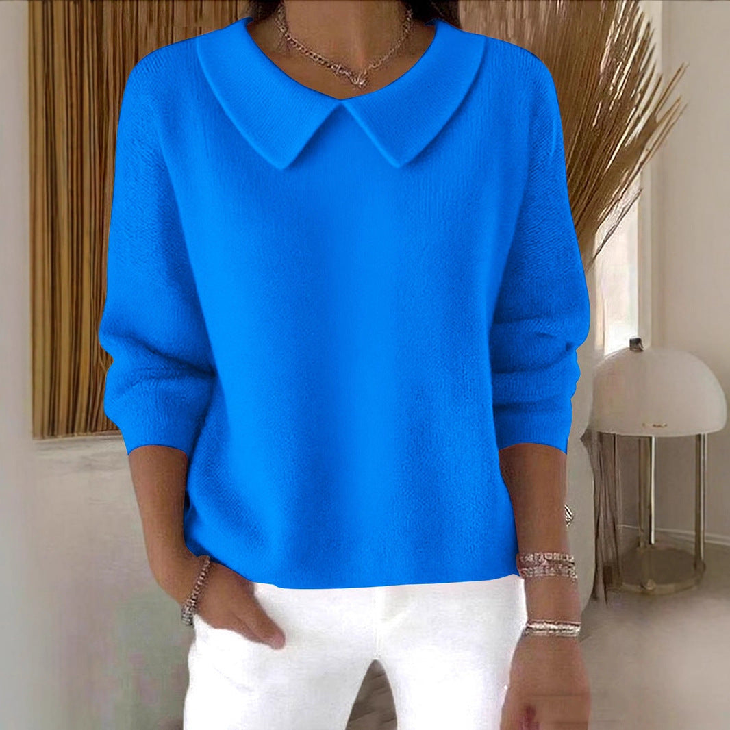 Women's Peter Pan Collar Long Sleeve Loose Casual Pullover