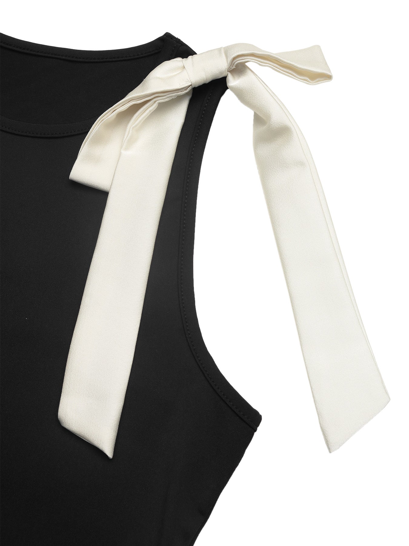 Contrast Bow Sleeveless Bodysuit Slim Fit Going Out Top
