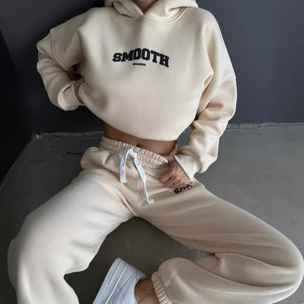 Womens Fleece Graphic Hoodie Joggers Matching Set