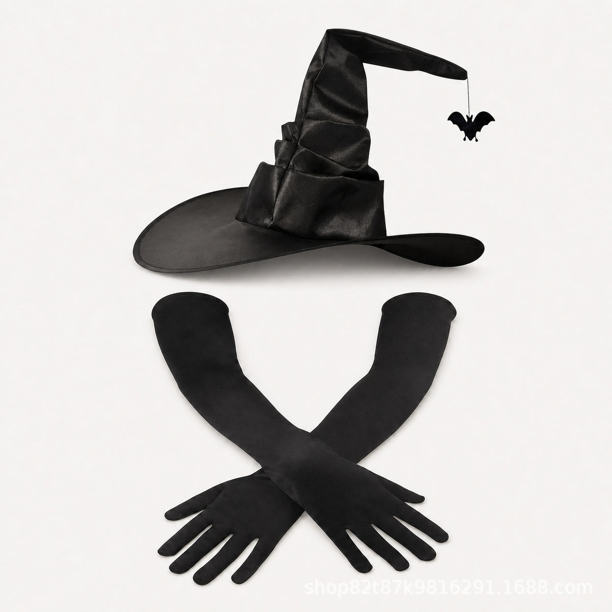Halloween Witch Hat Long Gloves Costume Set