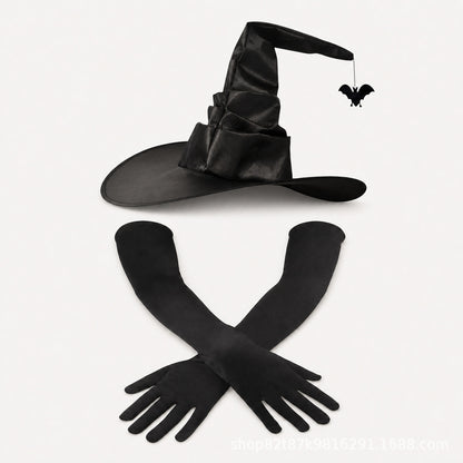 Halloween Witch Hat Long Gloves Costume Set