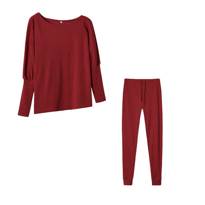 Women's Off Shoulder Ribbed Two Piece Lounge Set