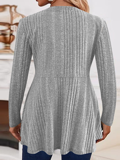 Women's Open Front Long Sleeve Knit Long Cardigan