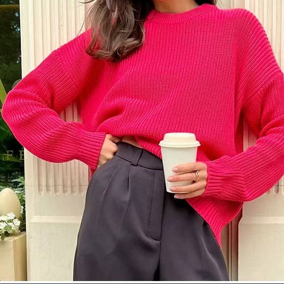 Women's Oversized Chunky Knit Crew Neck Pullover Sweater