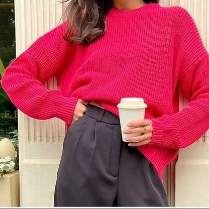 Women's Oversized Chunky Knit Crew Neck Pullover Sweater