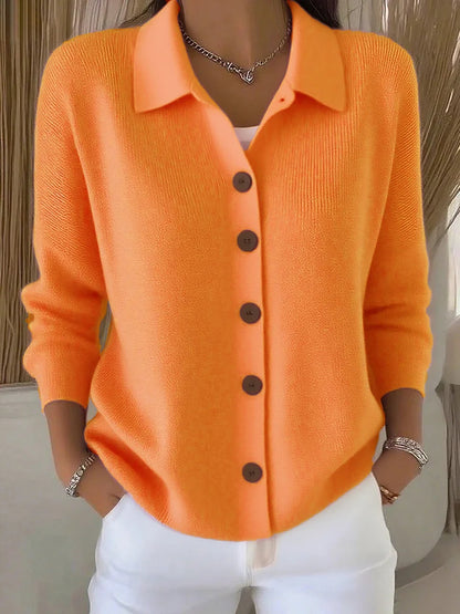 Women's Collared Button Down Knit Cardigan Sweater