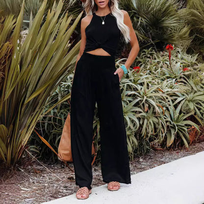 Women's Elastic Waist Wide Leg Casual Pants