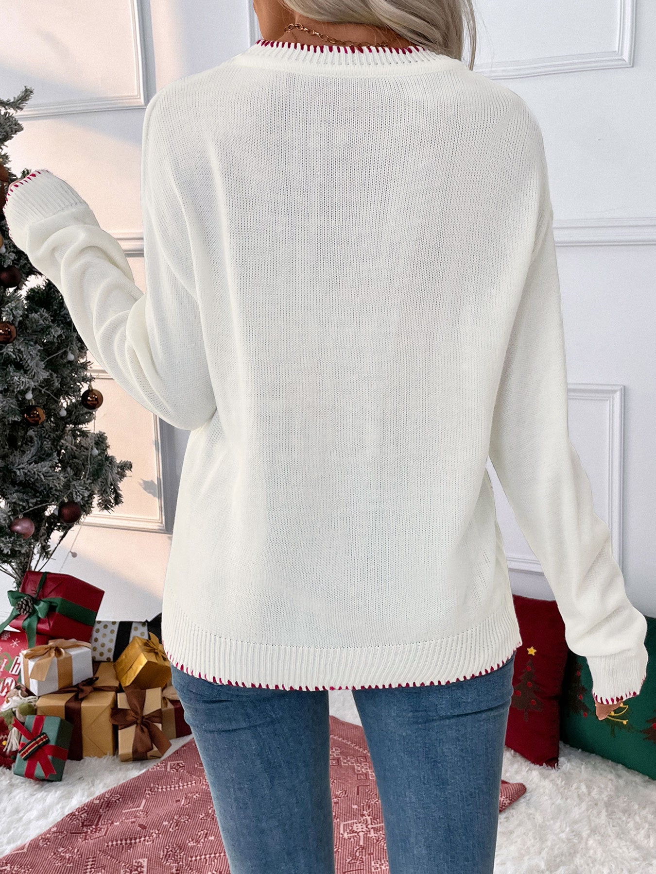 Christmas/Valentine’s Day Bow Knit Sweater Holiday Pullover