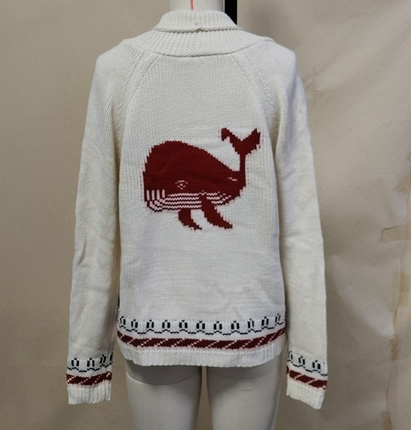 Women's Nautical Lobster Cardigan Button Up Sweater