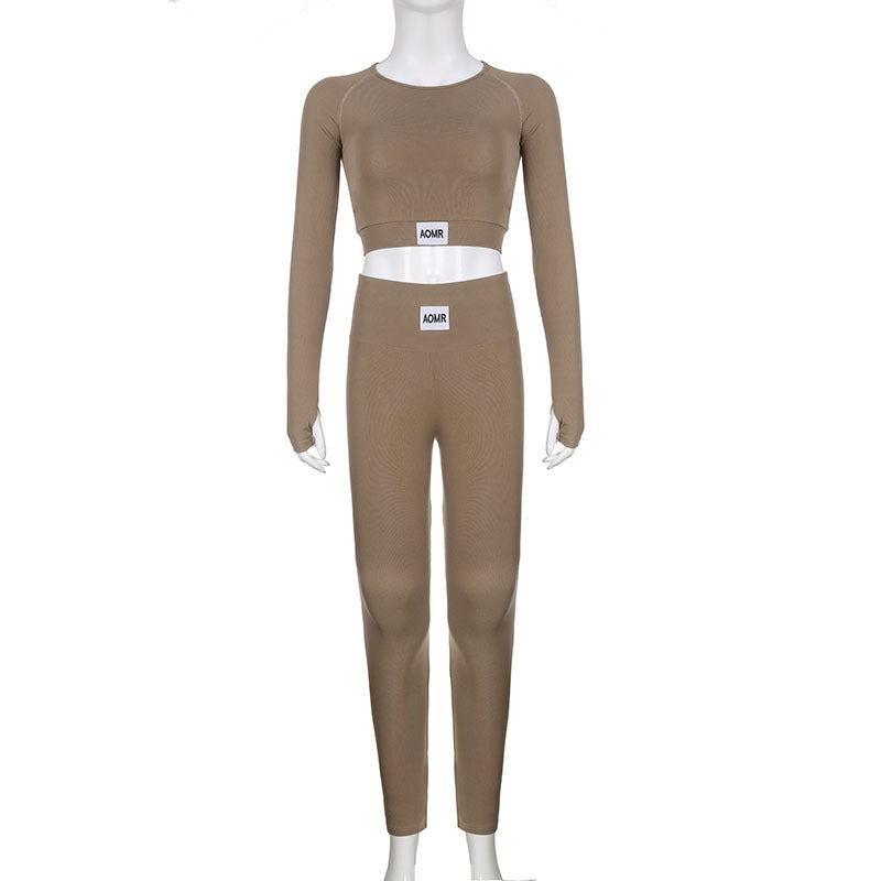Women's Patch Crop Top & Leggings Activewear Set