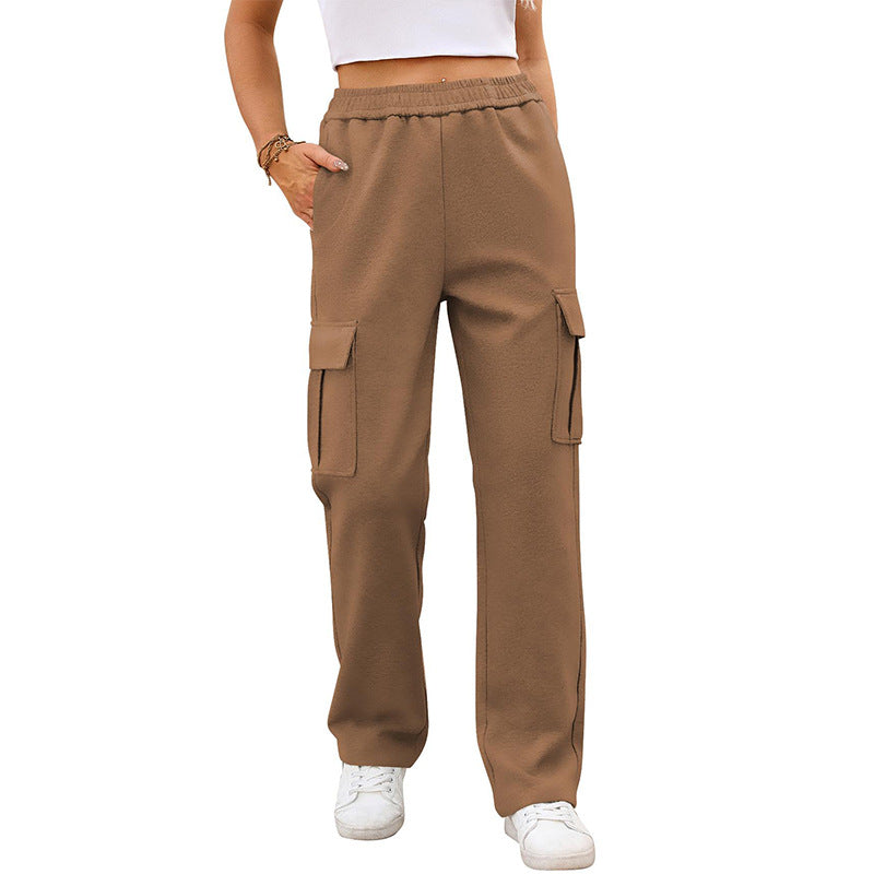 Women's High-Waisted Cargo Joggers – Loose Fit, Multi-Pocket Pants